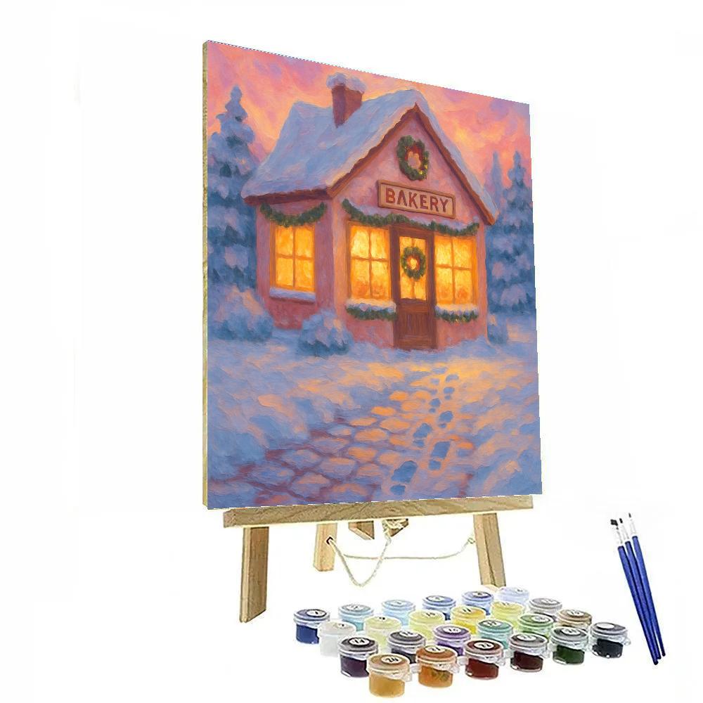 Christmas Bakery At Snowy Dawn paint by number