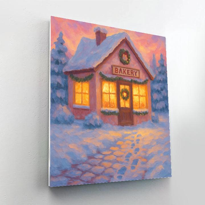 Christmas Bakery At Snowy Dawn paint by number