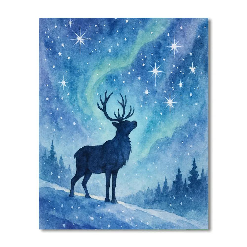 Reindeer Stargazing On Crystal Ridge DIY paint by numbers