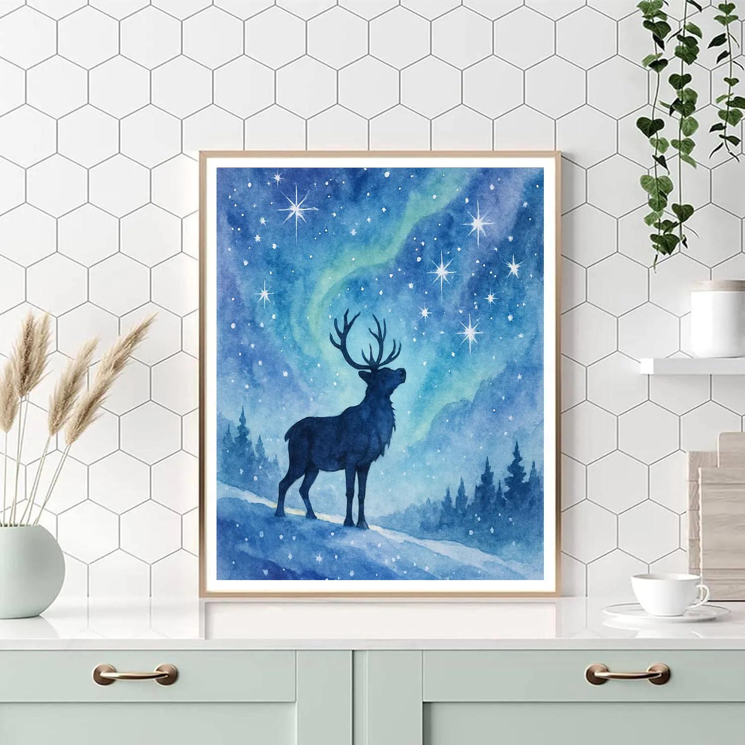 Reindeer Stargazing On Crystal Ridge DIY paint by numbers