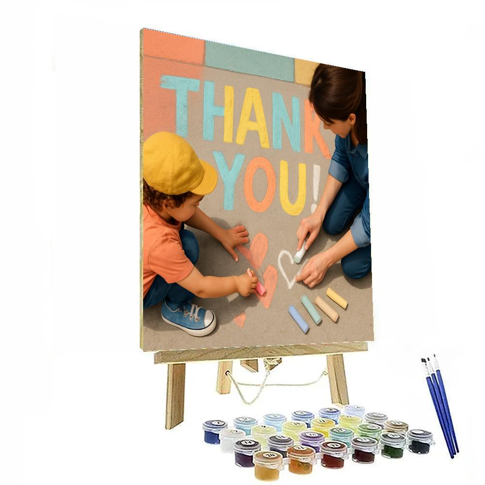 Sidewalk Chalk Thank You Banner paint by numbers