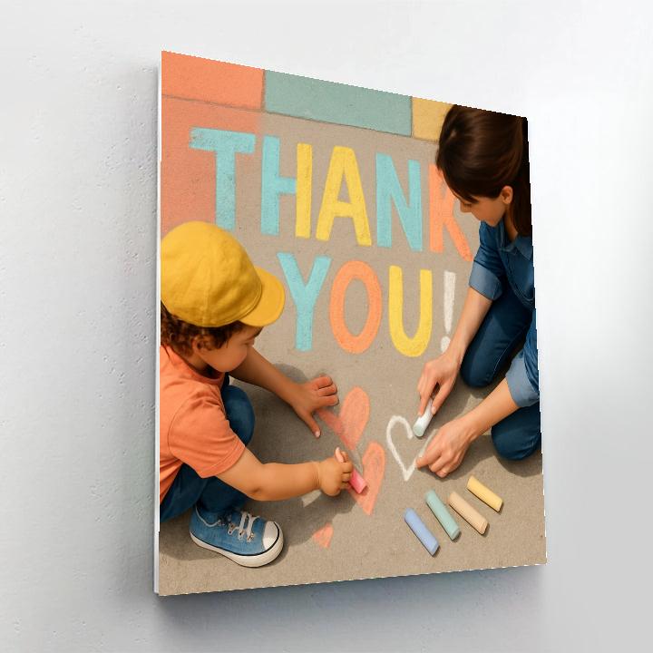 Sidewalk Chalk Thank You Banner paint by numbers