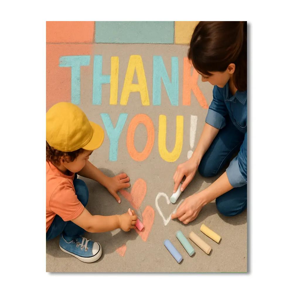 Sidewalk Chalk Thank You Banner paint by numbers