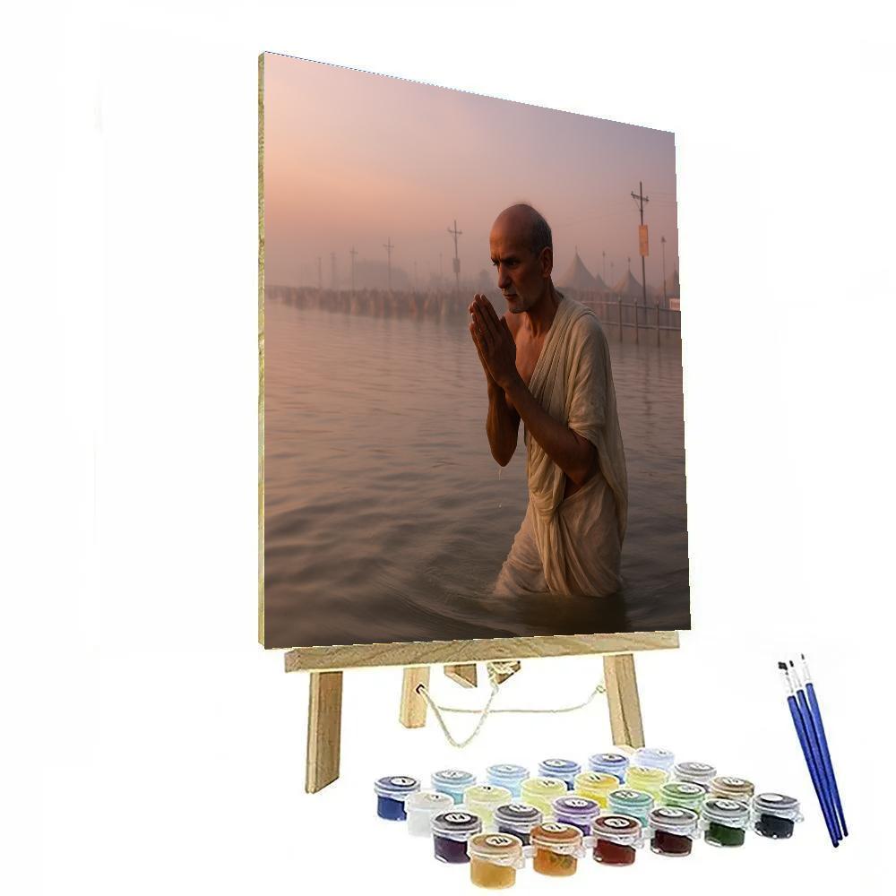 Kumbh Mela Riverside Dawn Dip Number painting