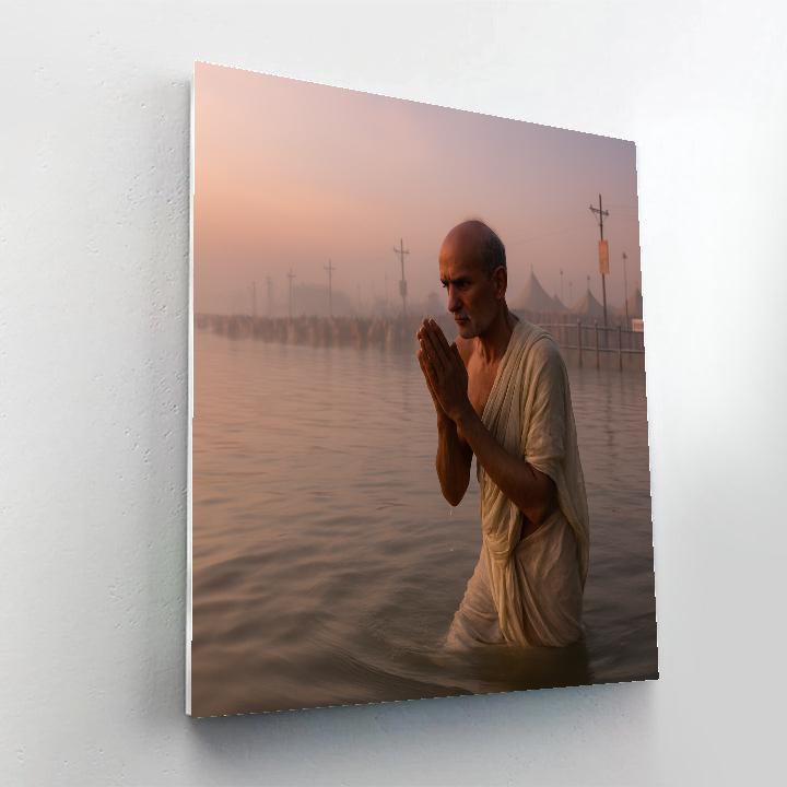 Kumbh Mela Riverside Dawn Dip Number painting