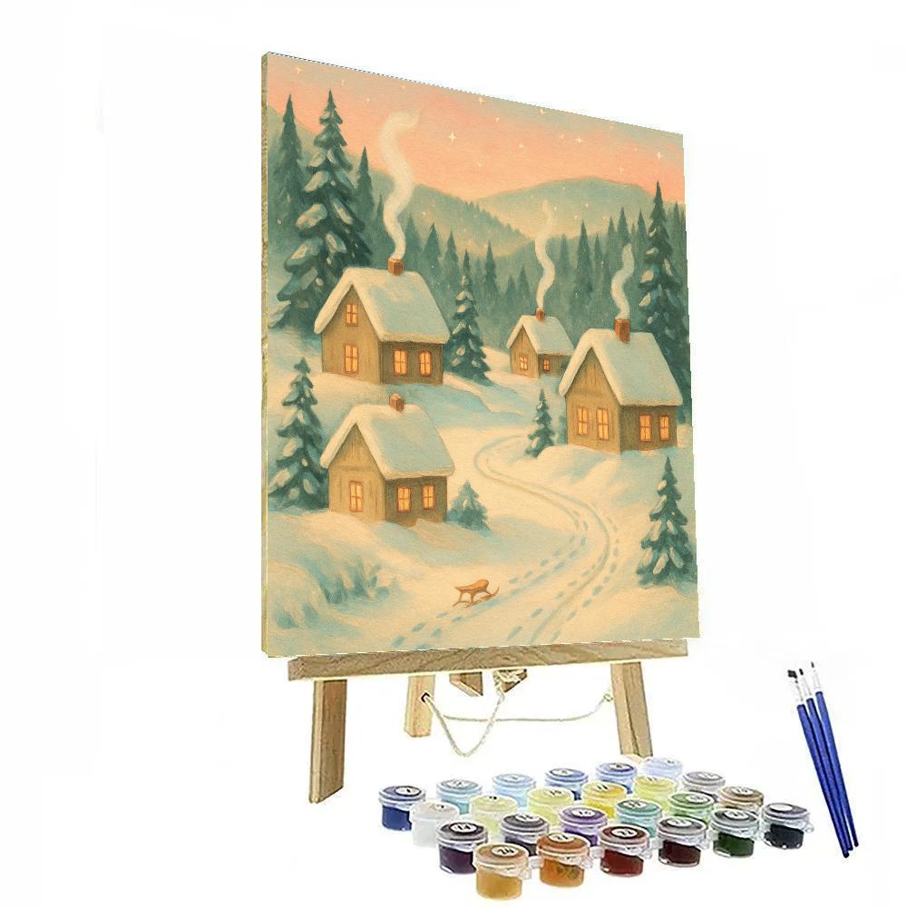 Cozy Chimney Smoke Over Pine Valley paint by numbers