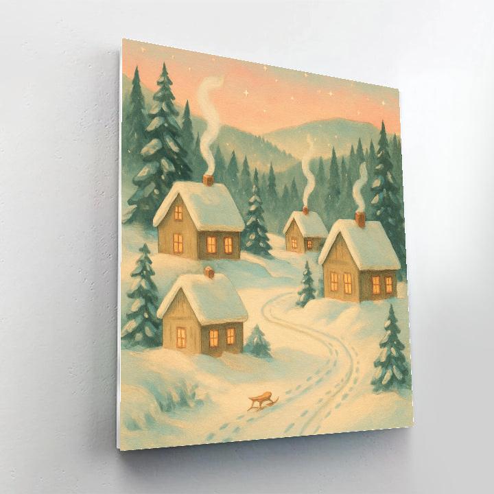 Cozy Chimney Smoke Over Pine Valley paint by numbers