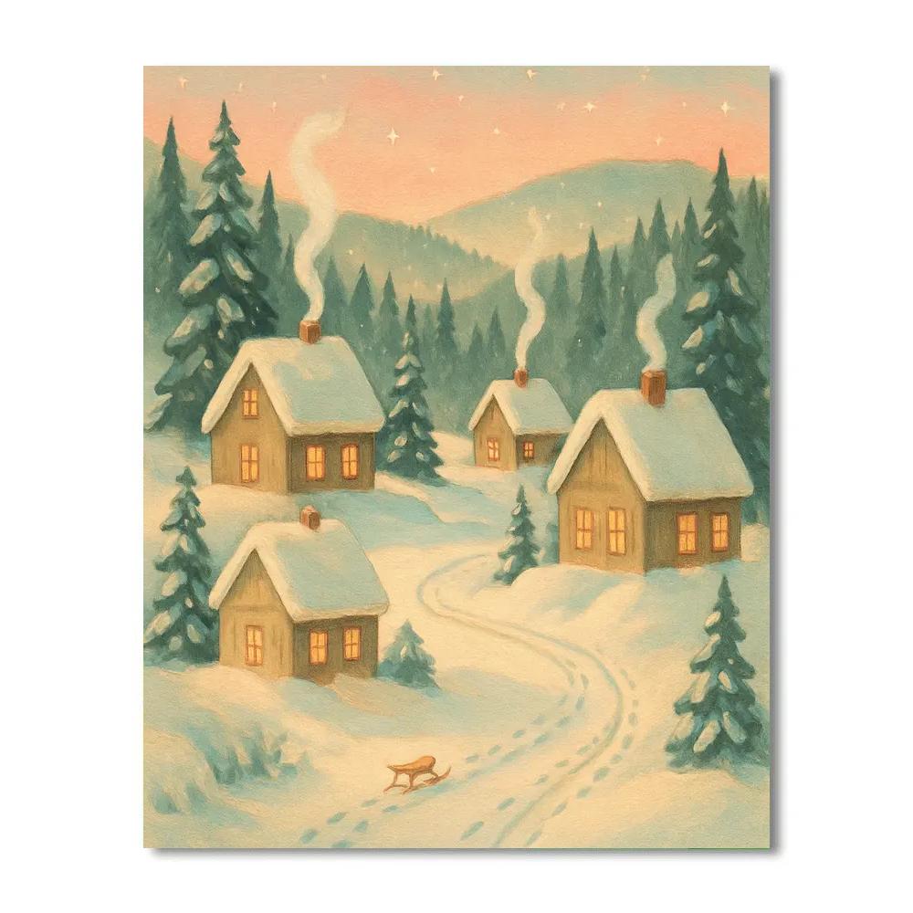 Cozy Chimney Smoke Over Pine Valley paint by numbers