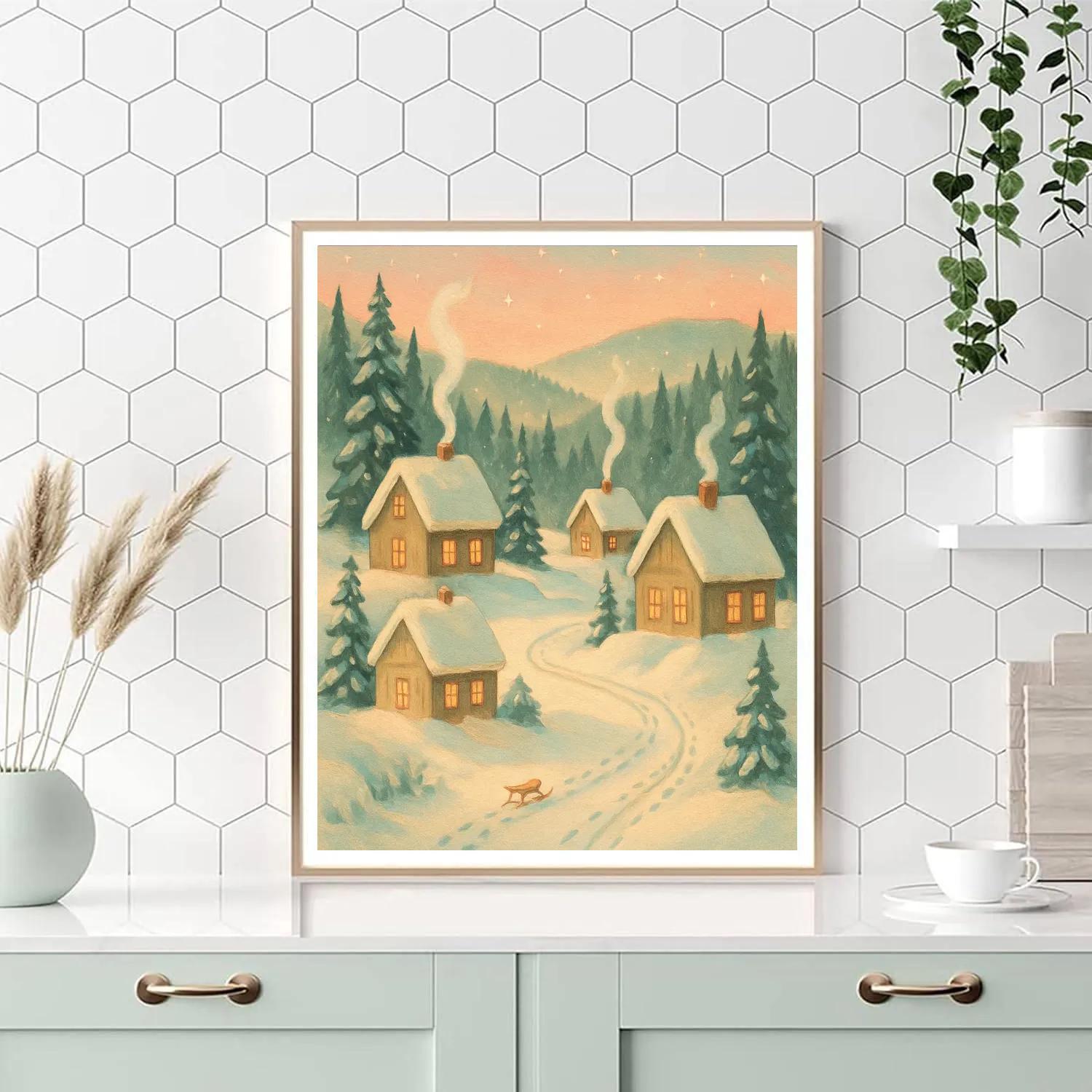 Cozy Chimney Smoke Over Pine Valley paint by numbers
