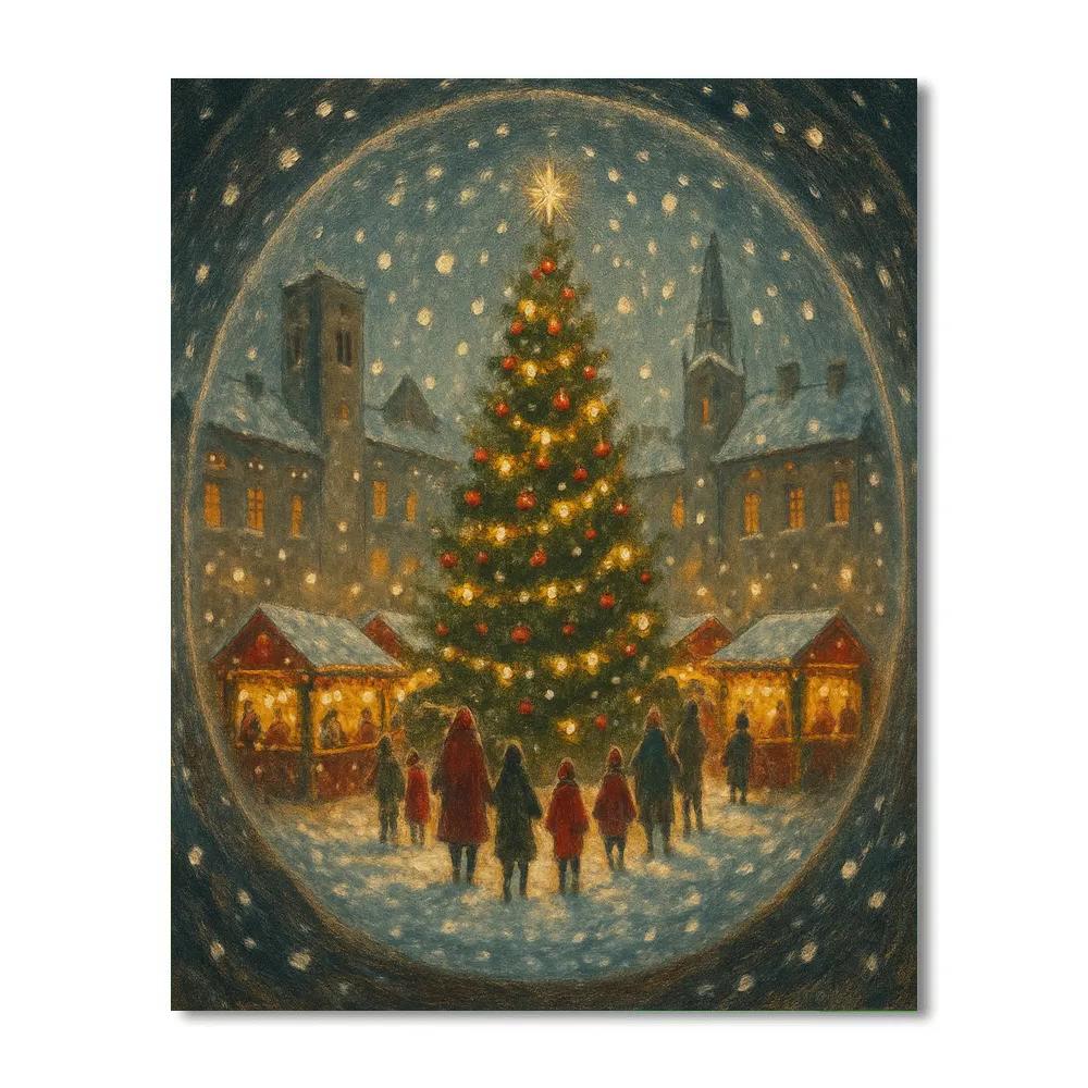 Snowglobe Town Square Wonder Number painting