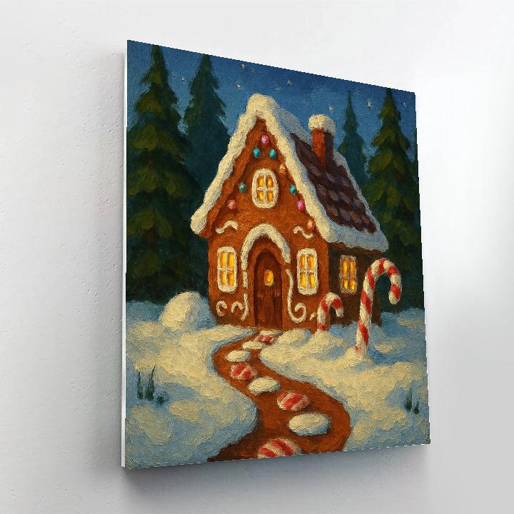 Gingerbread Cabin In The Evergreen Forest Paint by numbers kits