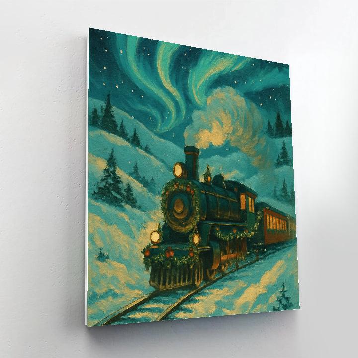 Christmas Train Through Aurora Hills Paint by numbers art