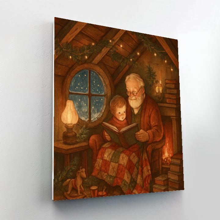Fireside Storytime In The Winter Attic painting number kit