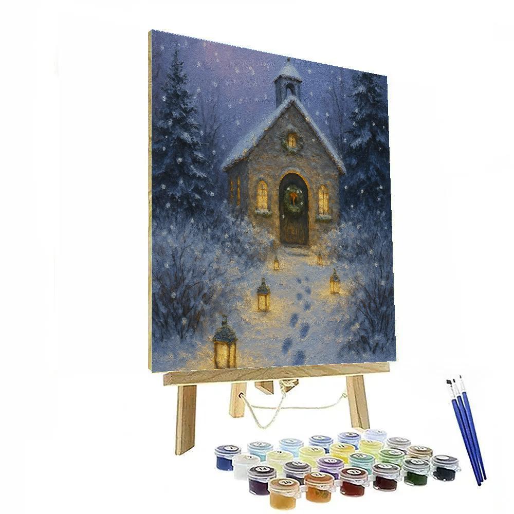 Frosty Lantern Path To The Chapel Number painting