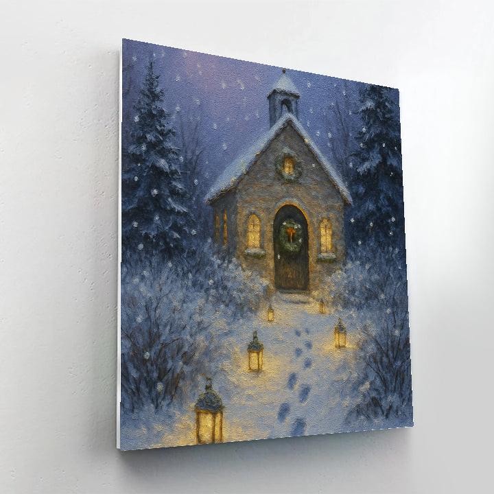 Frosty Lantern Path To The Chapel Number painting