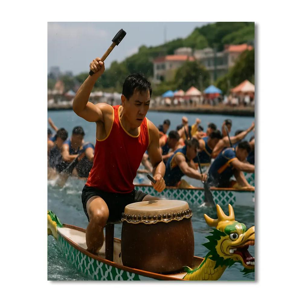 Dragon Boat Festival Start Line Hong Kong Harbor Numbered painting kits