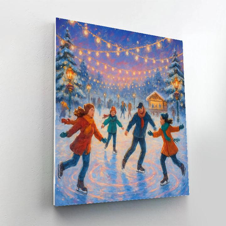 Holiday Ice Rink Under String Lights Paint by numbers art