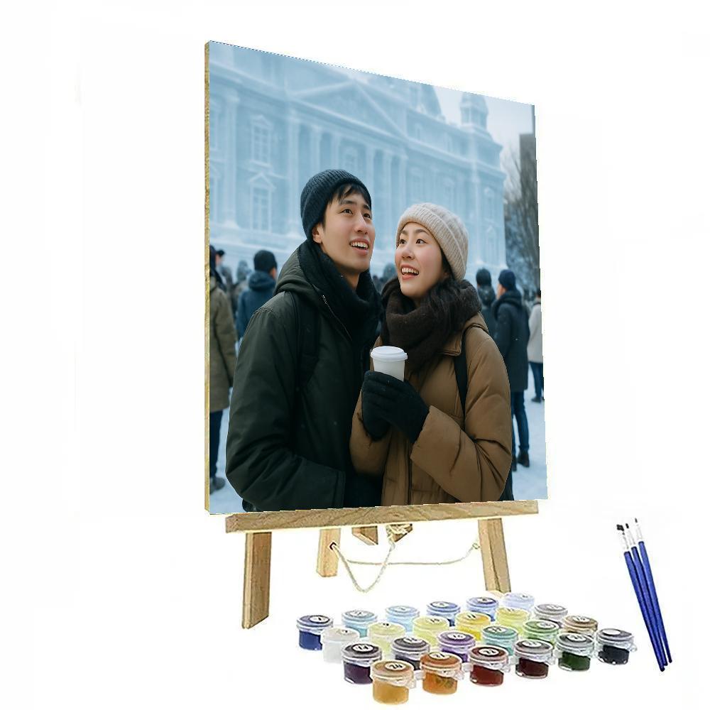 Sapporo Snow Festival Ice Sculpture Crowd Painting by numbers kit