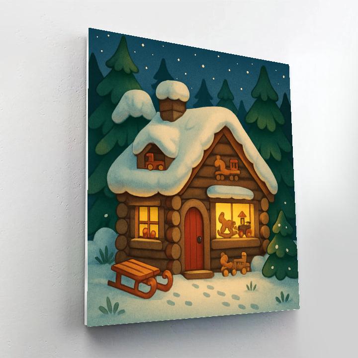 Santa Cabin Workshop In The Pines Paint by numbers art