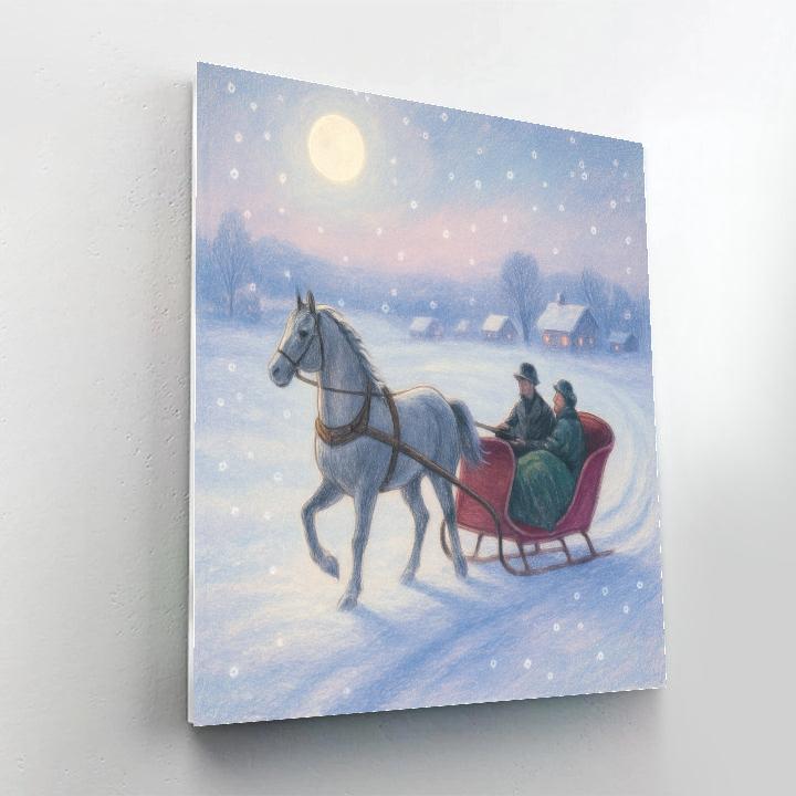 Midnight Sleigh Ride Over Sleeping Fields DIY paint by numbers
