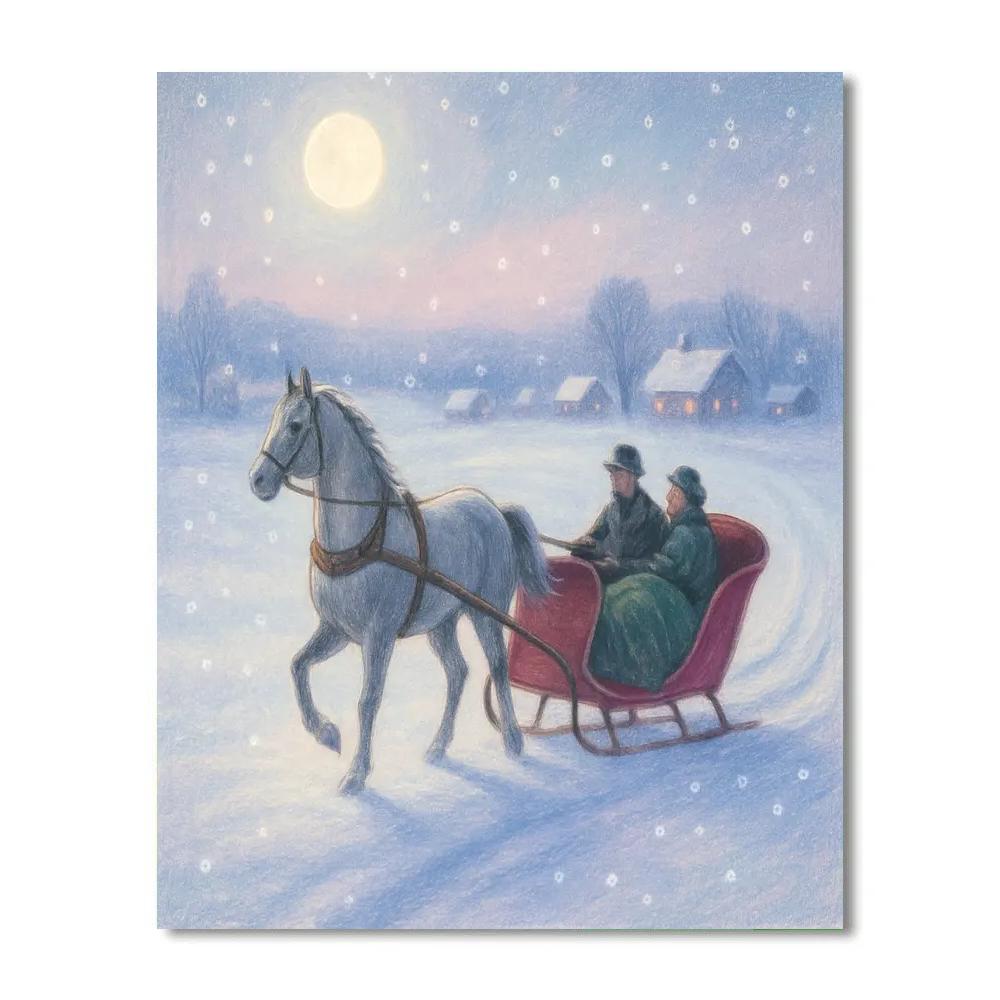Midnight Sleigh Ride Over Sleeping Fields DIY paint by numbers