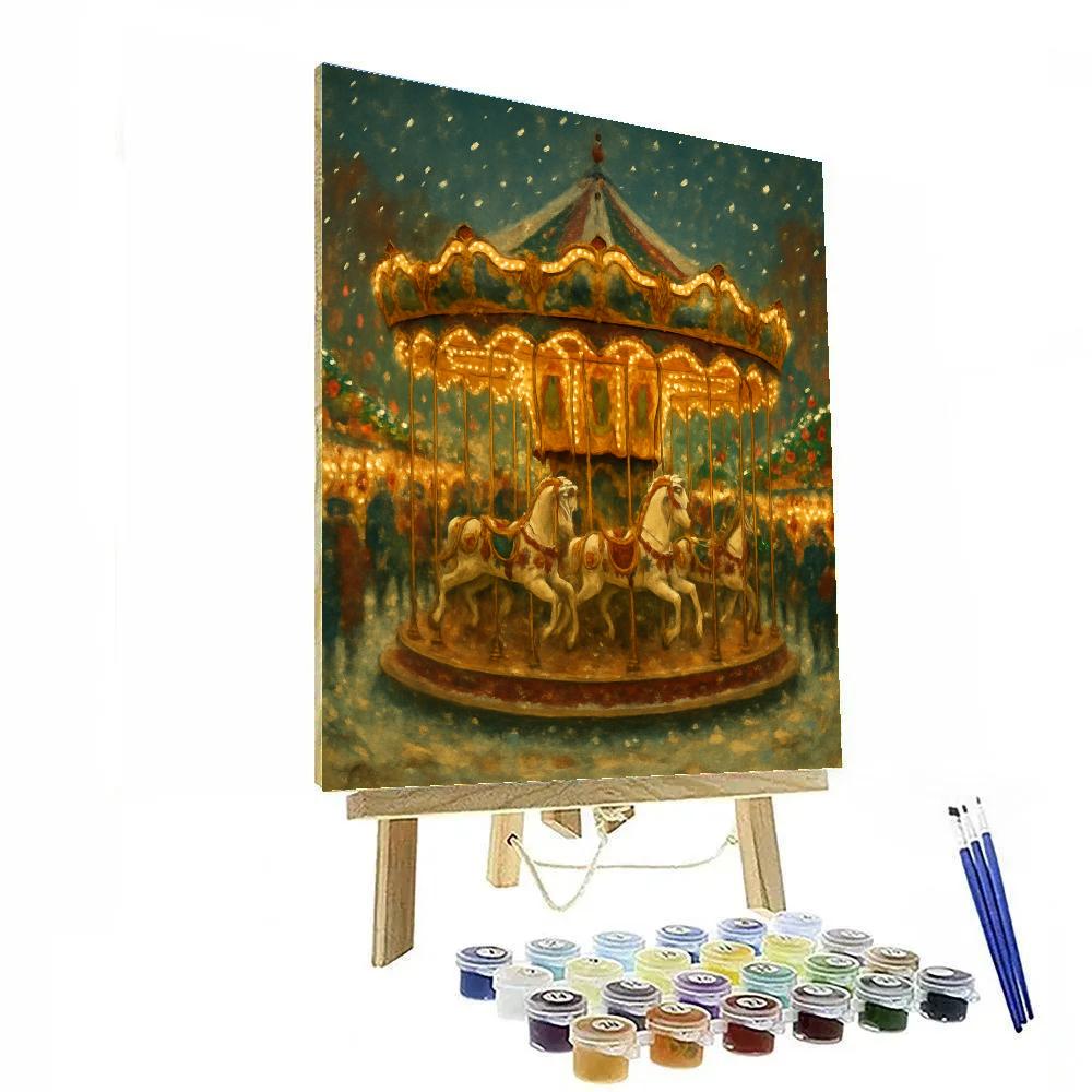 Christmas Market Carousel Glow paint by numbers