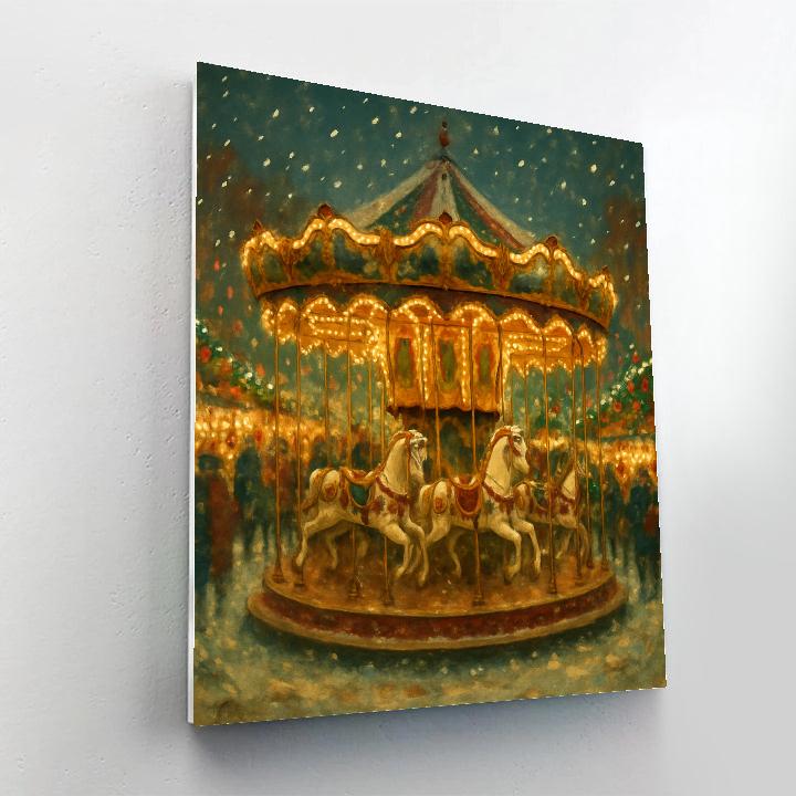 Christmas Market Carousel Glow paint by numbers