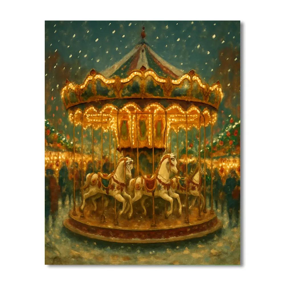 Christmas Market Carousel Glow paint by numbers