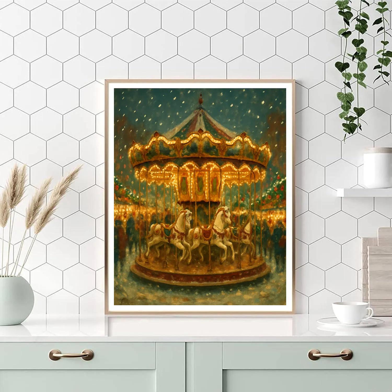 Christmas Market Carousel Glow paint by numbers