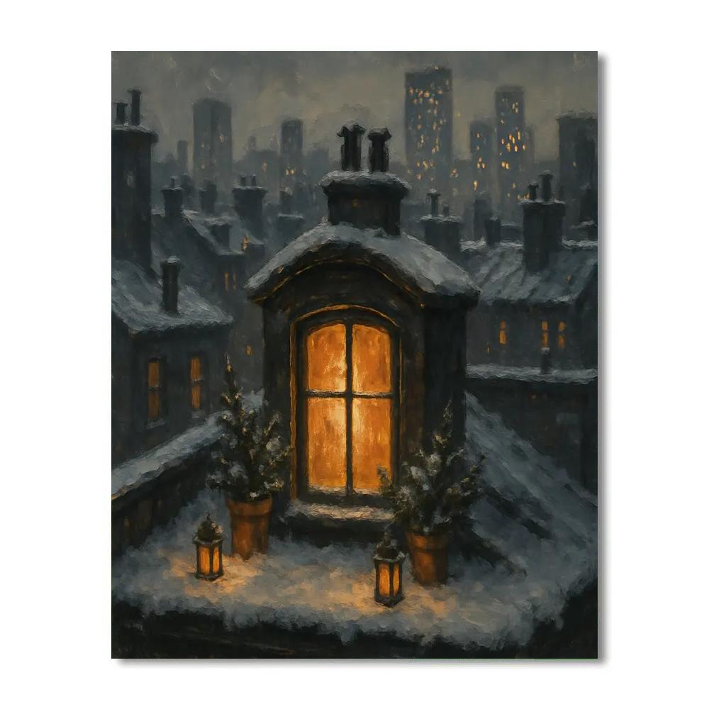 Warm Window Of The City Rooftop Paint by numbers art