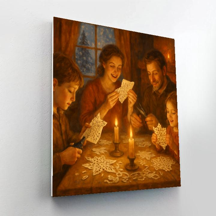 Candlelit Snowflake Crafting Night painting number kit