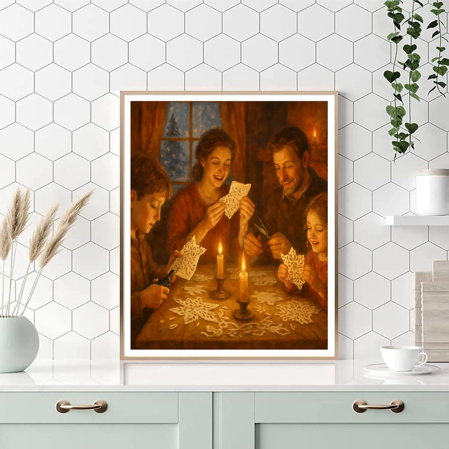 Candlelit Snowflake Crafting Night painting number kit