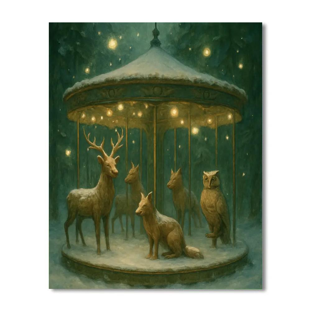 Winter Carousel Of Woodland Spirits Paint by numbers art