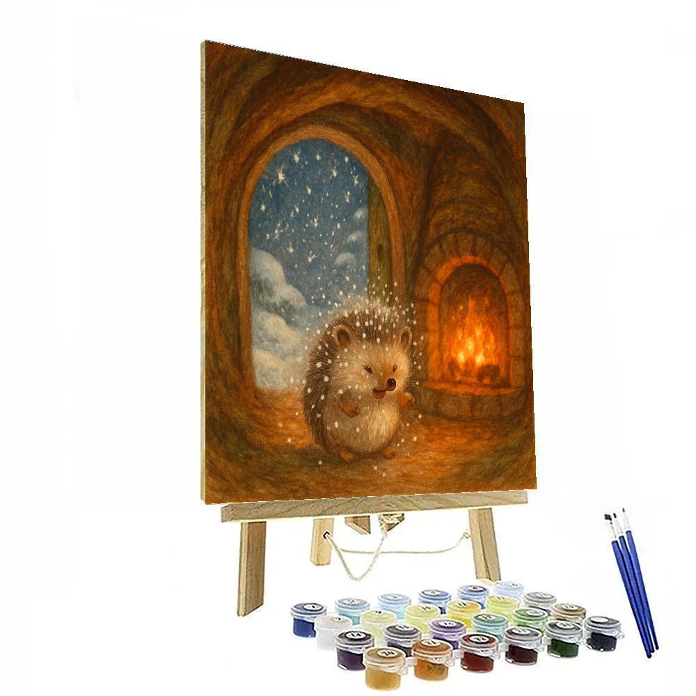 Snowy Hedgehog By The Hearth painting number kit