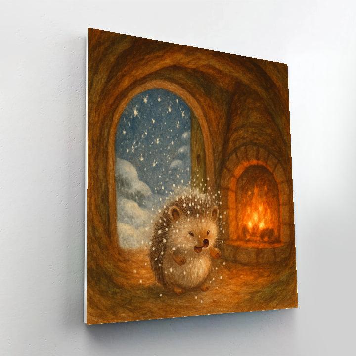 Snowy Hedgehog By The Hearth painting number kit