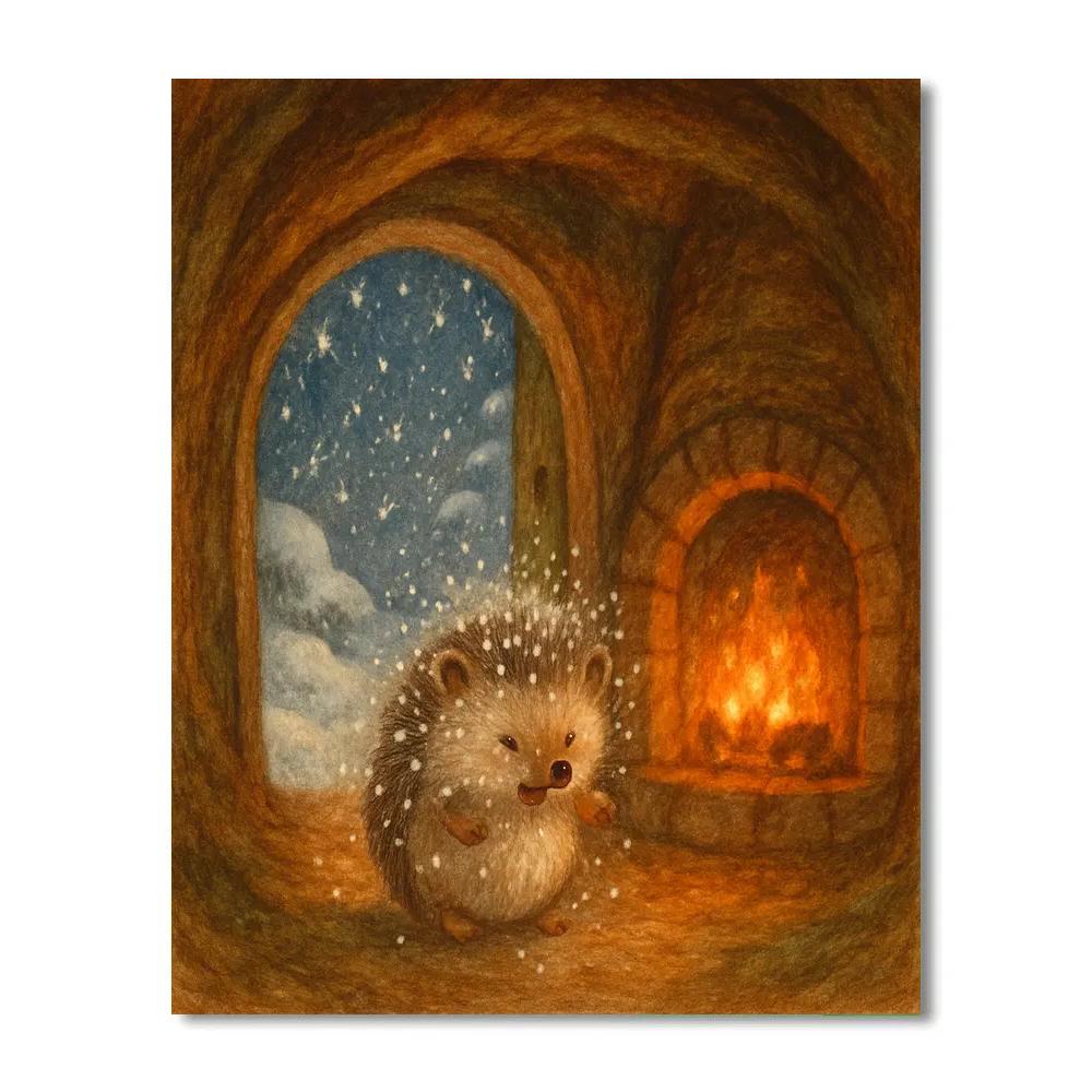 Snowy Hedgehog By The Hearth painting number kit