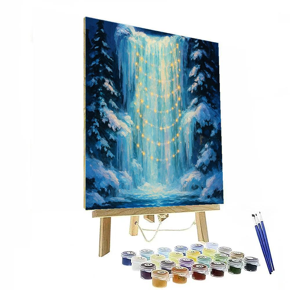 Frozen Waterfall Christmas Lights paint by numbers