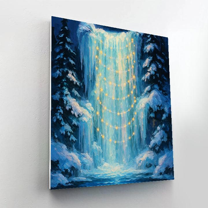 Frozen Waterfall Christmas Lights paint by numbers