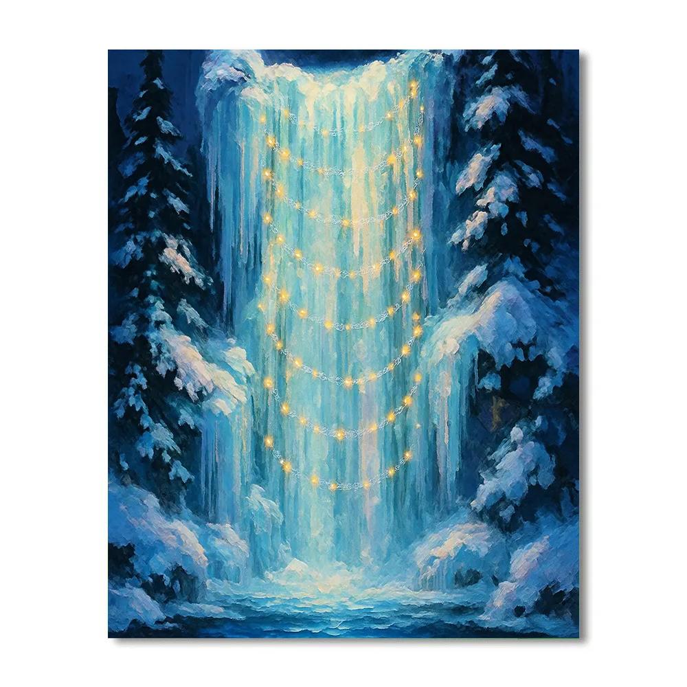 Frozen Waterfall Christmas Lights paint by numbers
