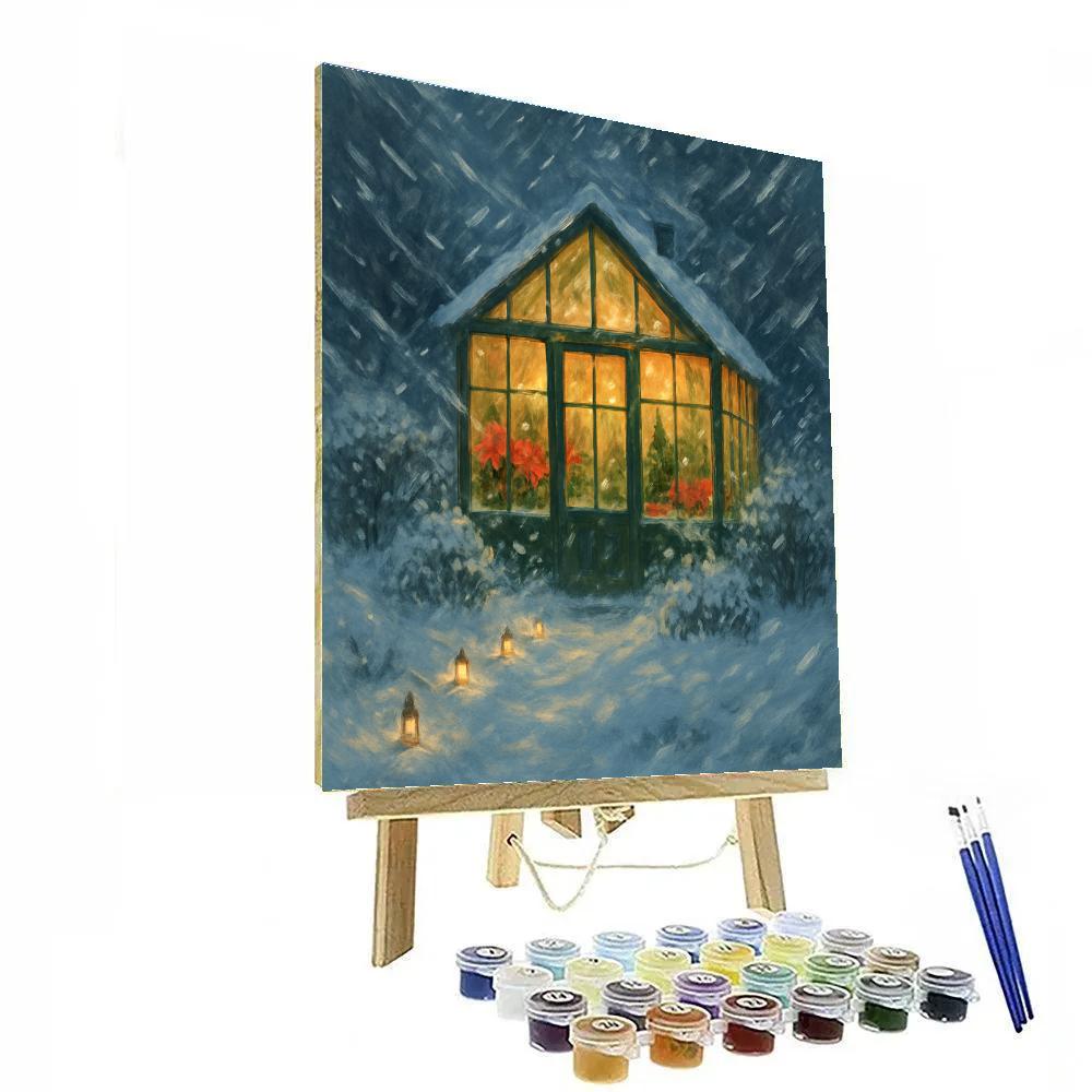 Holiday Greenhouse In Winter Storm Numbered painting kits