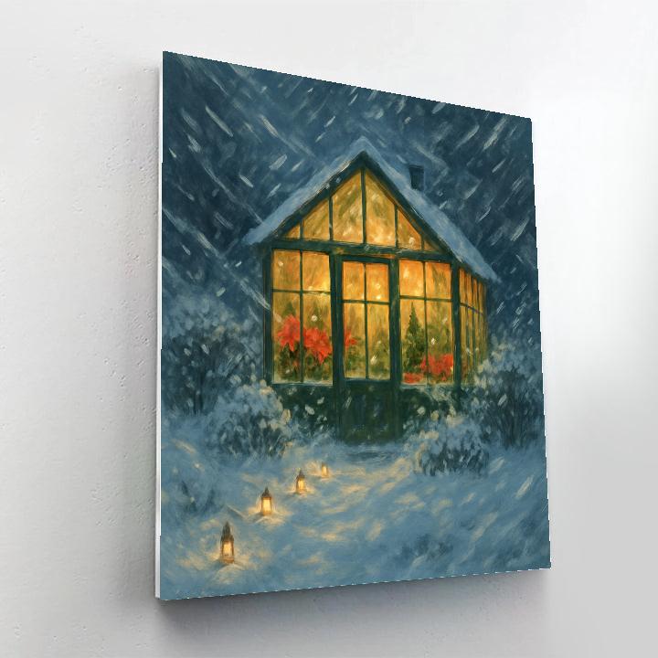 Holiday Greenhouse In Winter Storm Numbered painting kits