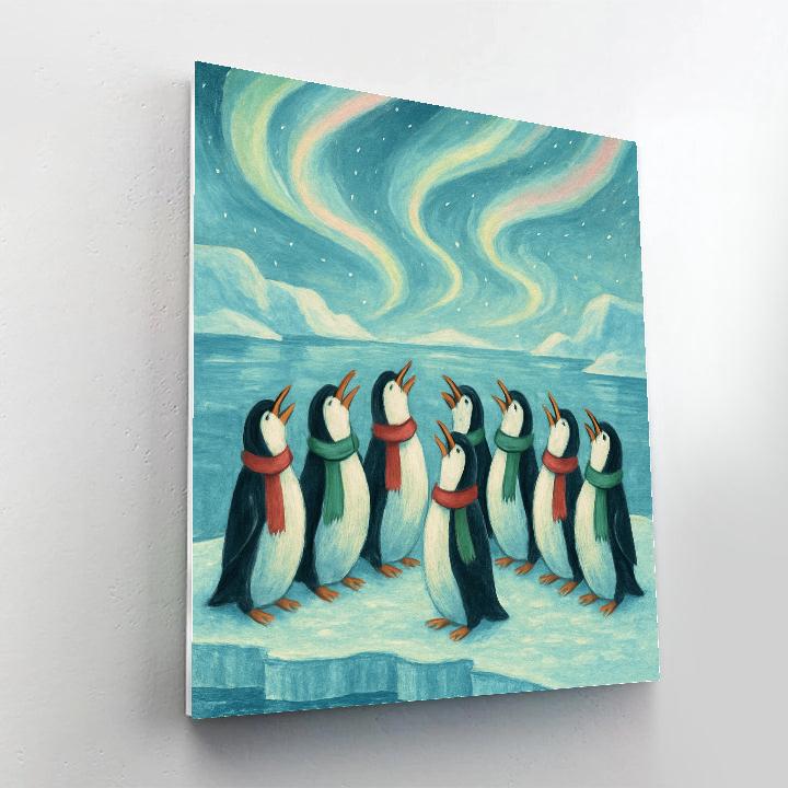 Penguin Choir On The Icy Ledge Numbered painting kits