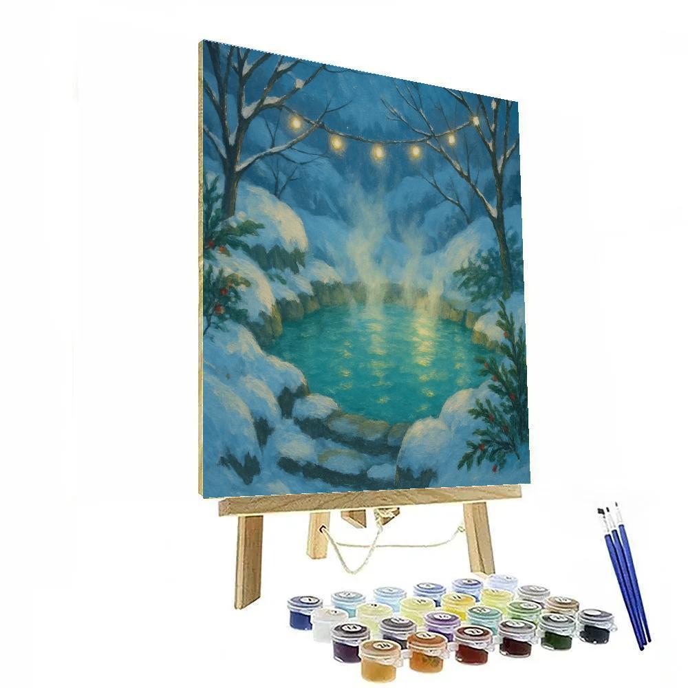 Christmas Hot Spring In Snowy Hills DIY paint by numbers
