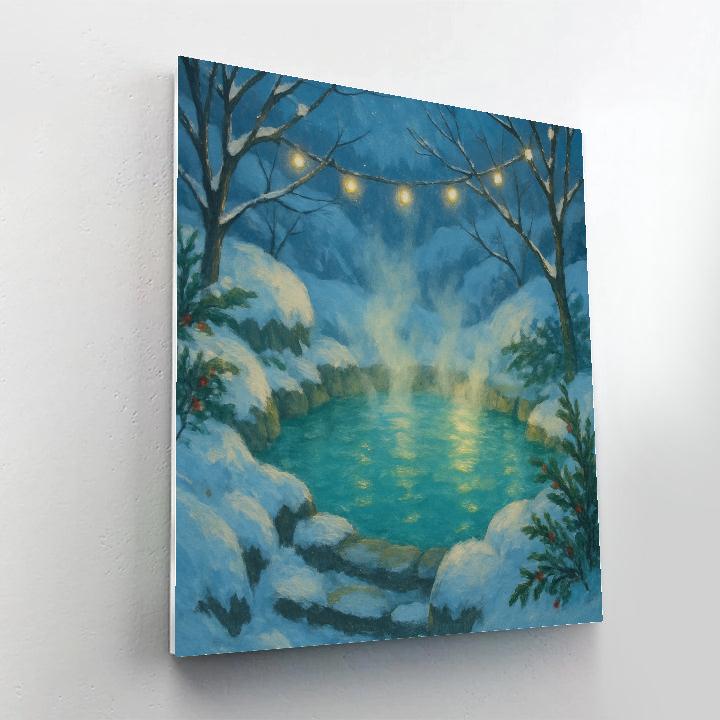 Christmas Hot Spring In Snowy Hills DIY paint by numbers
