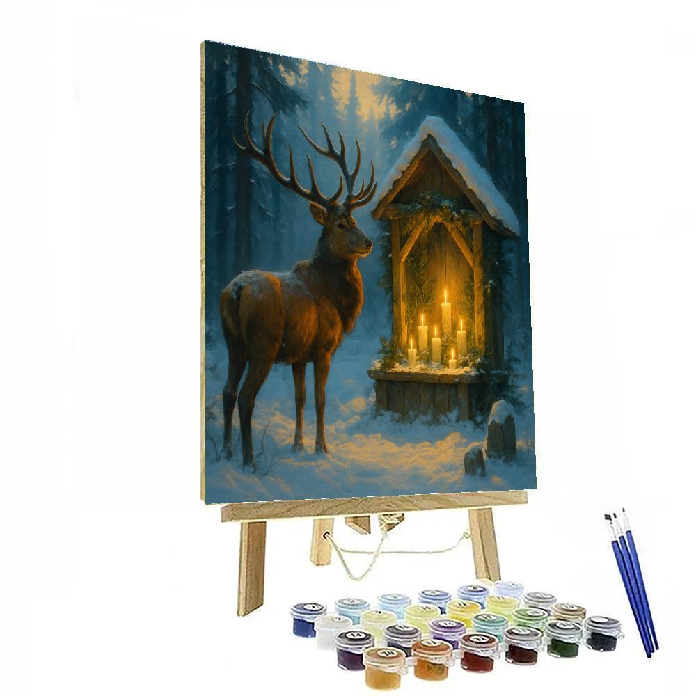 Nocturnal Elk At The Winter Shrine paint by number