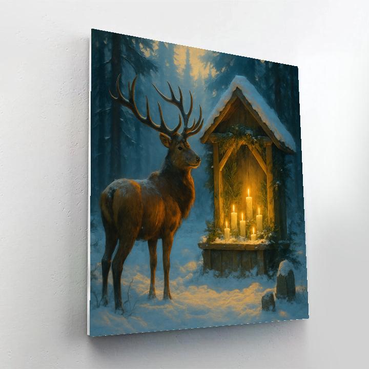 Nocturnal Elk At The Winter Shrine paint by number