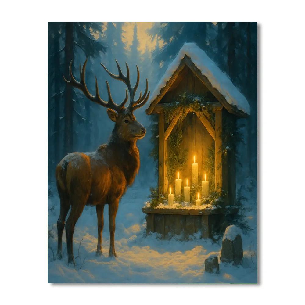 Nocturnal Elk At The Winter Shrine paint by number