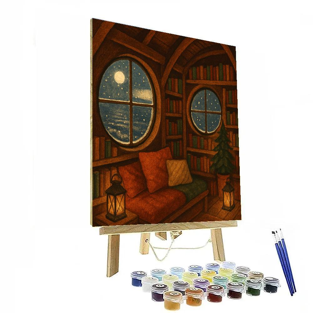 Christmas Lighthouse Library Loft paint by numbers