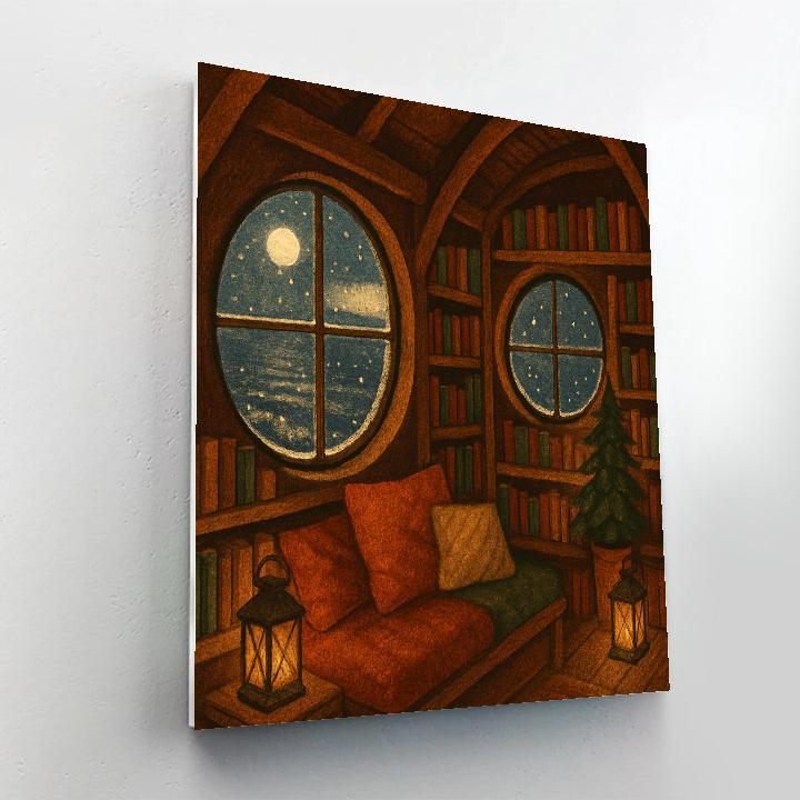 Christmas Lighthouse Library Loft paint by numbers