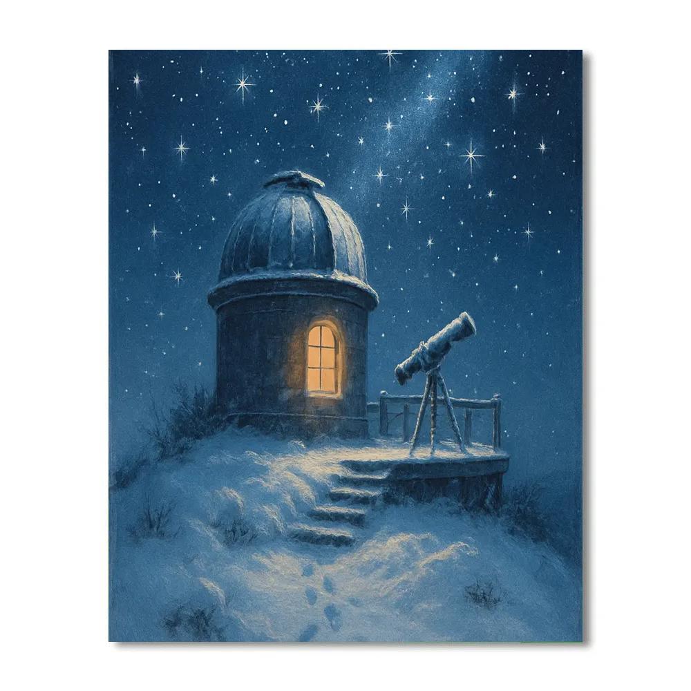 Snowfall At The Winter Observatory painting number kit